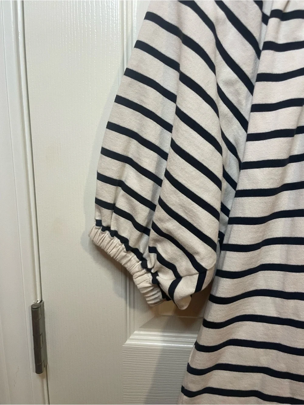 J Crew Mariner Cloth Puff Sleeve Top in Stripes Size Medium